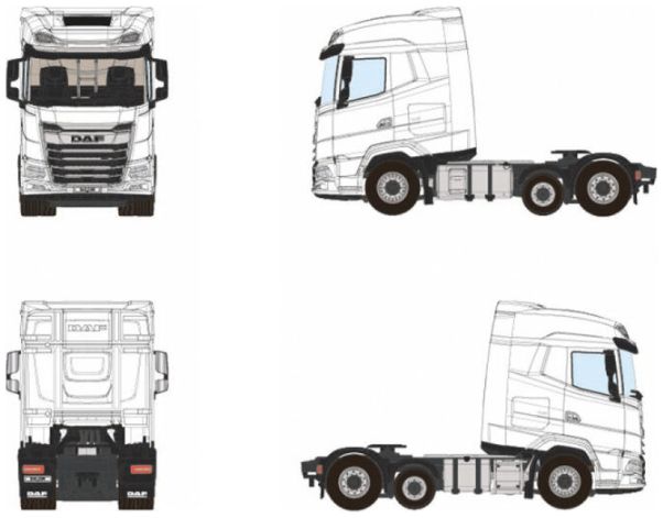 WSI 03-2066 DAF XG MY25 6x2 Midlift Axle White Line, 1:50 Scale