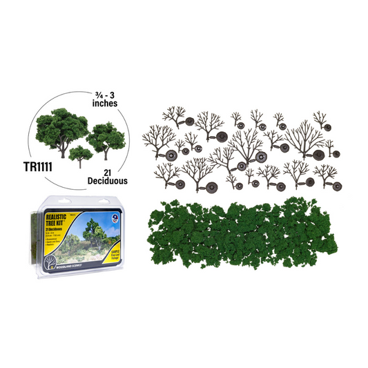Woodland Scenics WTR1111 ¾"-3" Medium Green Deciduous Trees (21/Kit)