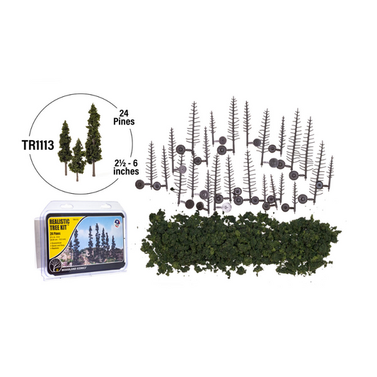 Woodland Scenics WTR1113 2½"-6"Forest Green Trees (24/Kit)